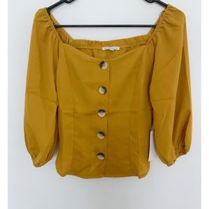 NWT Crescent & Willough Mustard Yellow Blouse Top